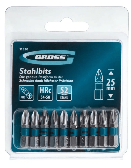 Биты PH2х50, сталь без ободка S2 Gross (шт)