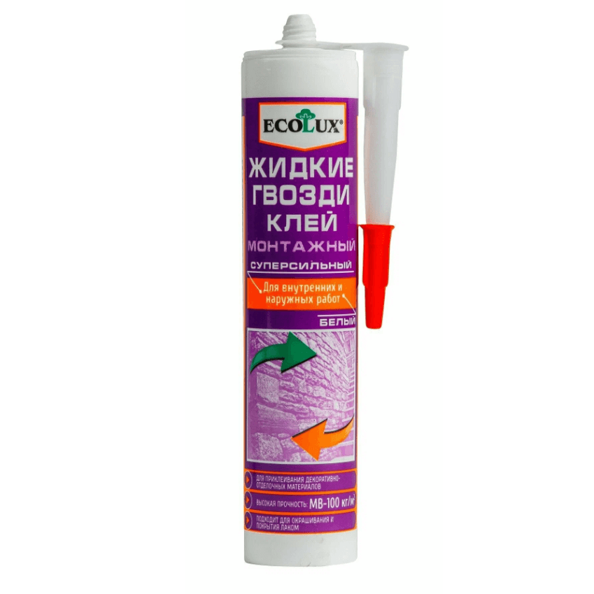 Ecolux ЖИДКИЕ ГВОЗДИ клей суперсильный белый 310 ml./20