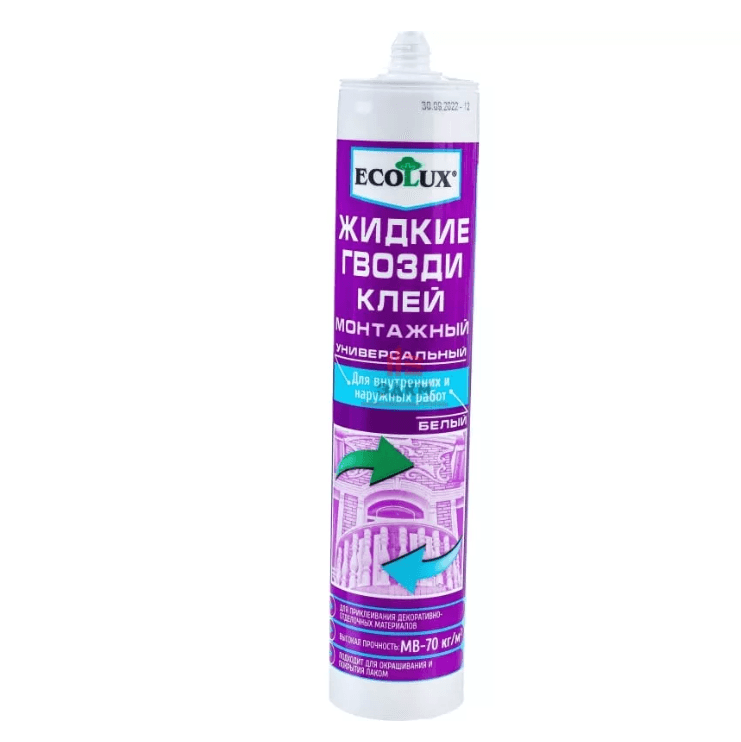 Ecolux ЖИДКИЕ ГВОЗДИ клей универсальный 310 ml./20