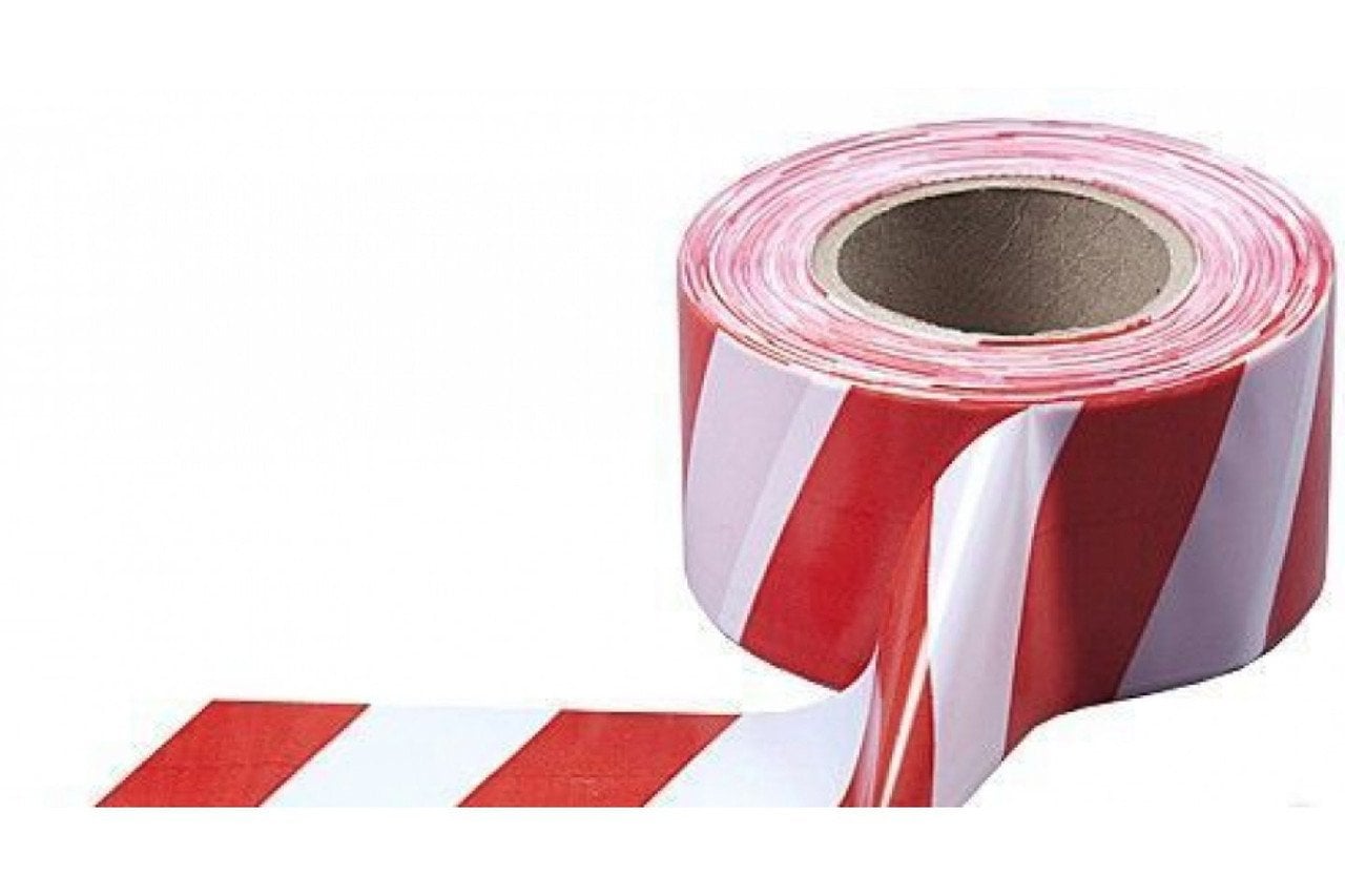 Лента сигнальная оградительная, красно-белая, 50ммх150м, 35мкм, (шт.)