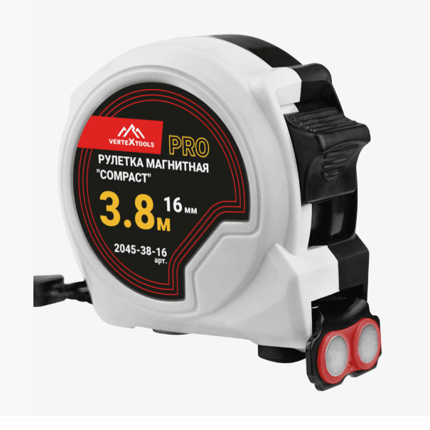 Рулетка магнитная"Компакт"VERTEX 3.8м х16мм