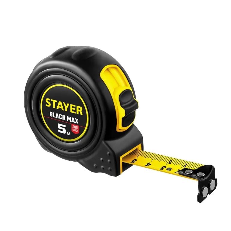Рулетка 5м х 19мм с 2 фиксаторами, STAYER BlackMax 3410-05_z02 (шт)
