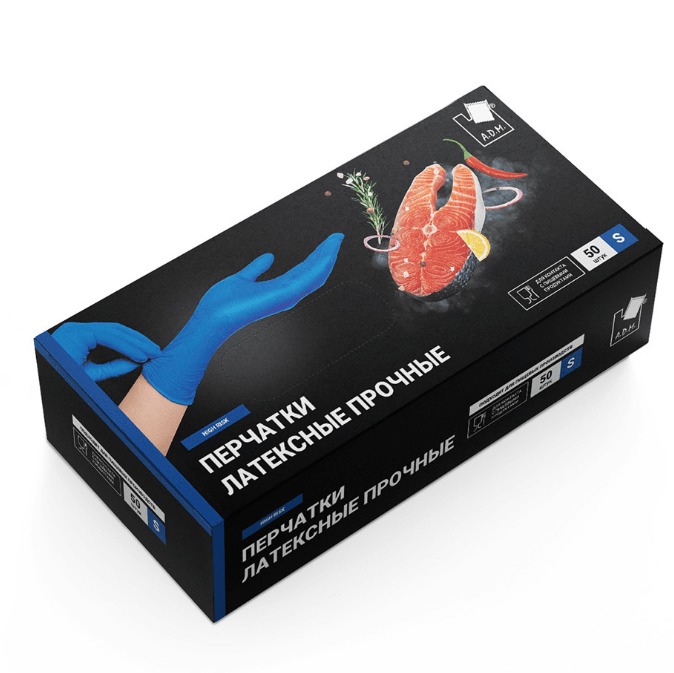 Перчатки латексные прочные S, A.D.M