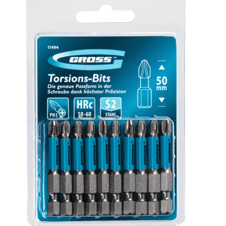 Биты PH3х50, для ударных шуруповертов  Gross (шт)