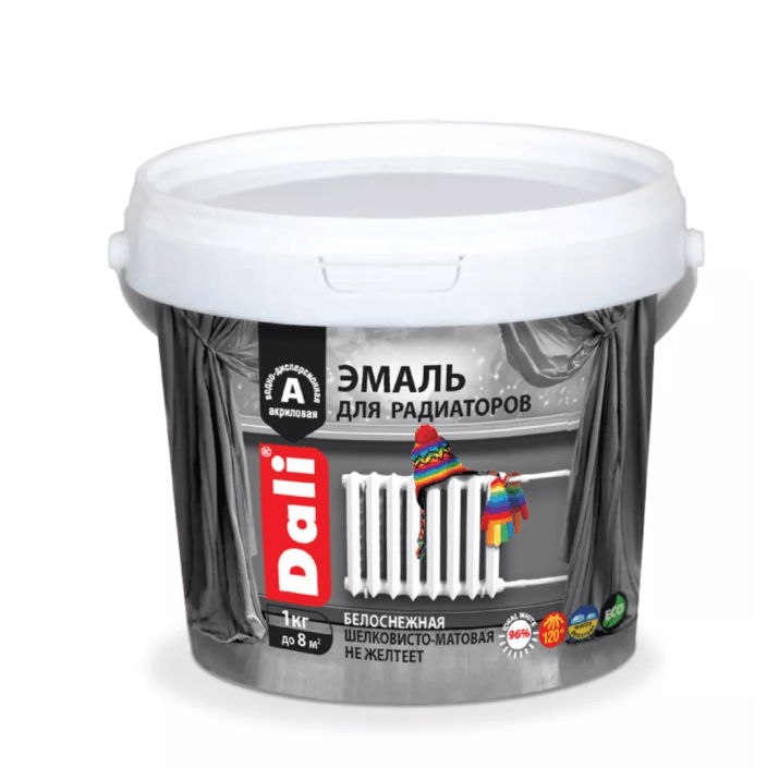 Dali эмаль акриловая  для радиаторов бел п/мат 1 л/6
