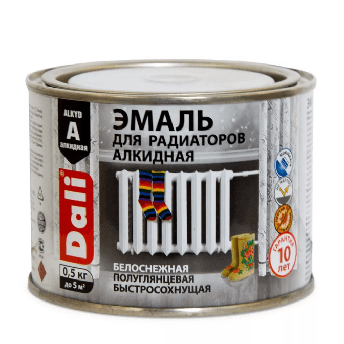 Dali эмаль алкидная для радиаторов белая п/глян. 0,5 л/6