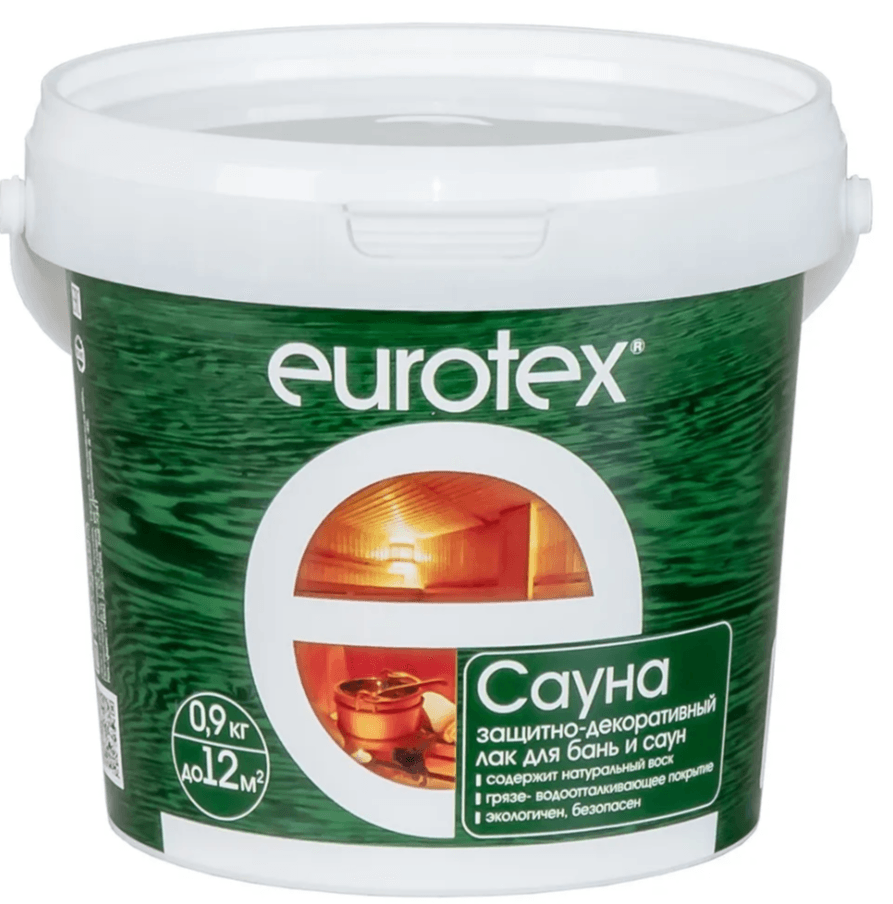 Eurotex-Сауна лак защитный для дерева 0,9 кг./6