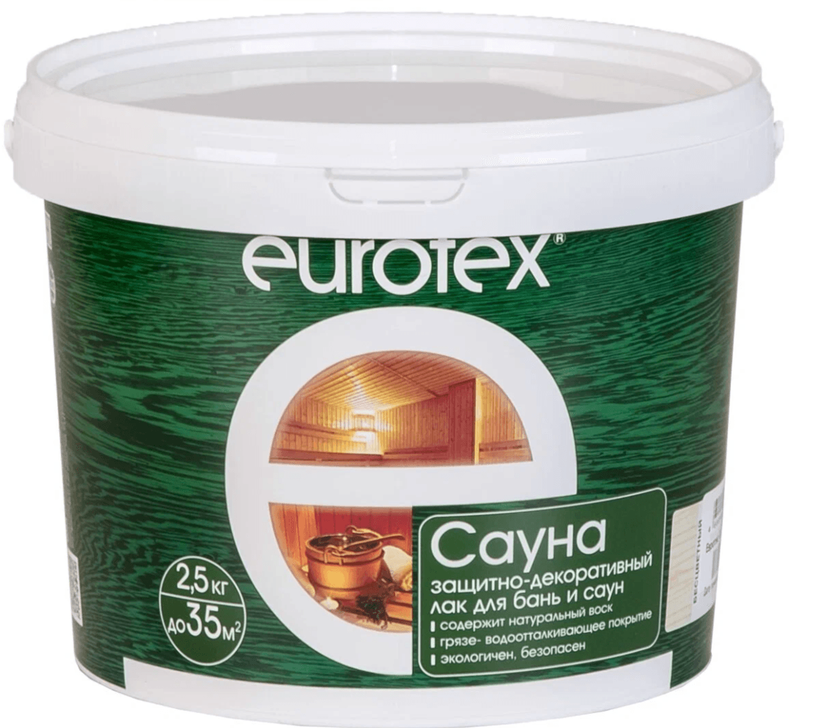 Eurotex-Сауна лак защитный для дерева 2,5 кг./4