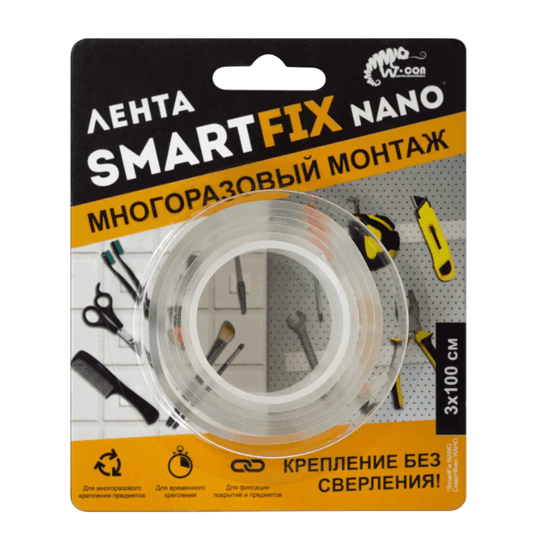 SMN3010T Лента для многоразового монтажа SmartFix NANO 3*100см (шт)