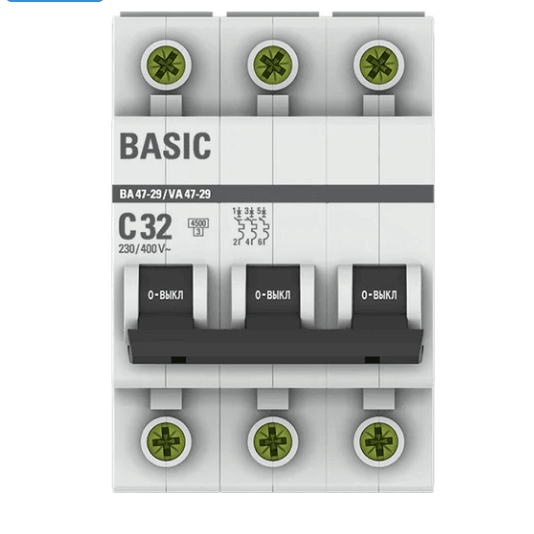 Авт.выкл. BASIC 3-Р ,32А, ВА47-29 С,4,5кА/4 EKF (шт)
