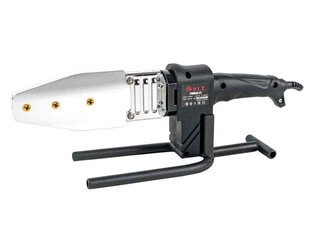 Паяльник эл. для пл/труб P.I.T. PWM43-С1 МАСТЕР (1,2кВт,t0-300°,нас.20,25,32,40мм,отв,кл,мет.кейс)