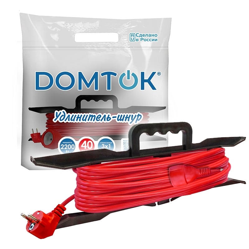 Удлинитель-рамка DOMTOK 2200Вт 1гн 40м б/з ПВС 3х1 / шт