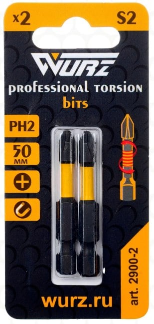Биты PH2х50 Torsion  Wurz (2900-2) / шт
