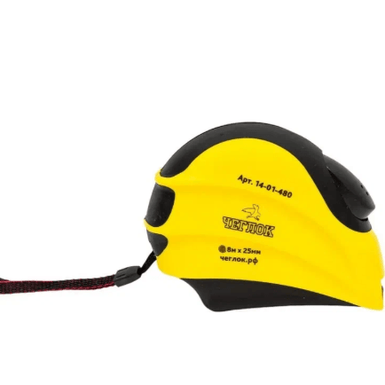 Рулетка, обрезиненный корпус, ABS пласт., серия "Спринт", автостоп, нейлон,  8м х 25мм,